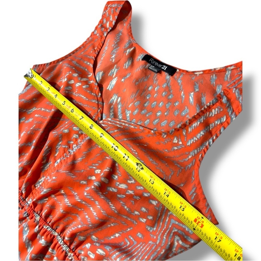 Forever 21 Orange/White and Gray Patterned Sweatheart Neck Sleveless Mini Dress - Picture 9 of 16